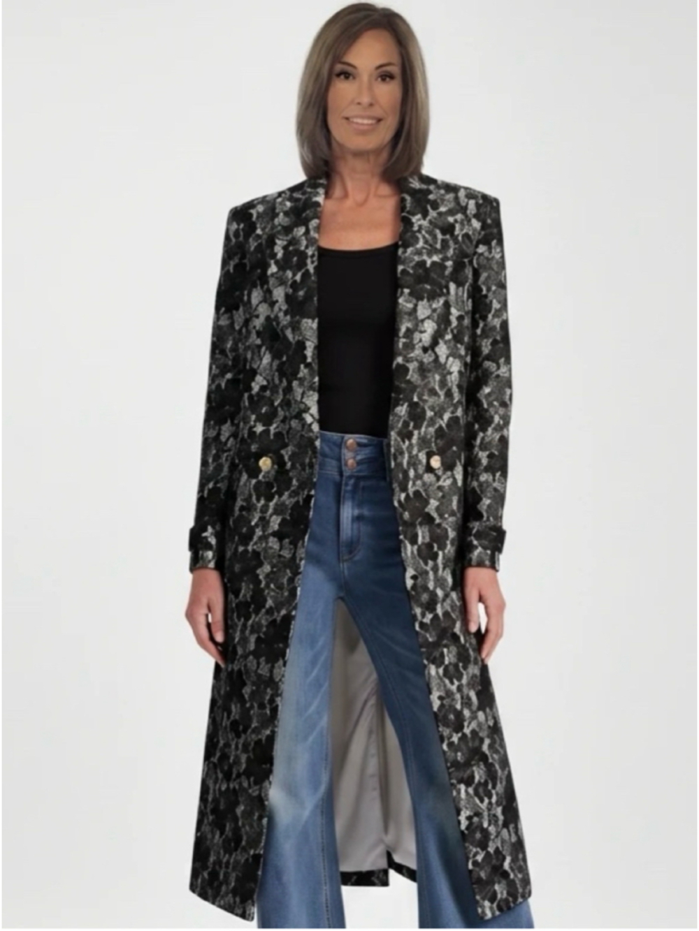 Alice + Olivia Jimmy Lace Trench Coat Off White Black Medium M NWT